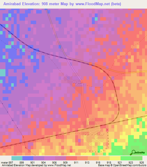 Amirabad,Iran Elevation Map