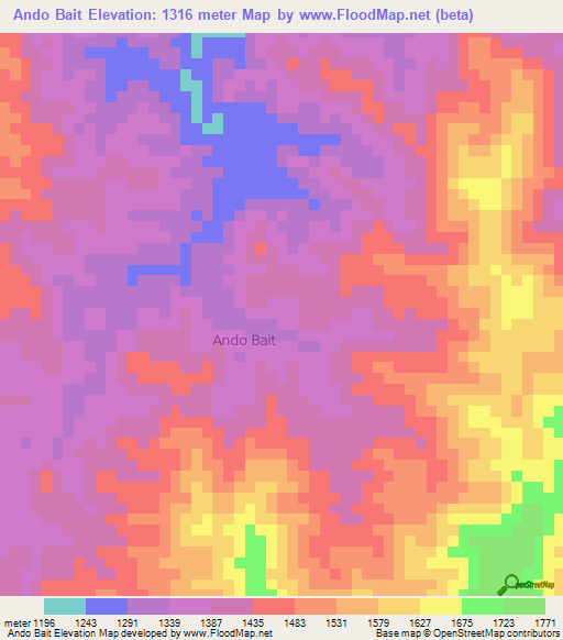 Ando Bait,Somalia Elevation Map