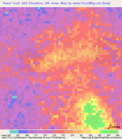 Hassi Touil Jdid,Mauritania Elevation Map