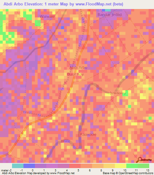 Abdi Arbo,Somalia Elevation Map