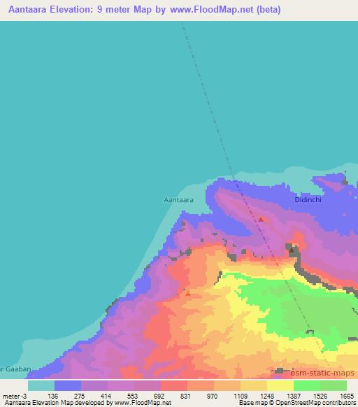 Aantaara,Somalia Elevation Map