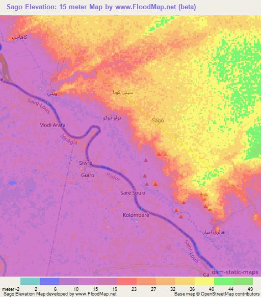 Sago,Mauritania Elevation Map