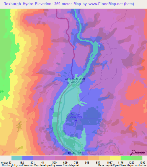 Roxburgh Hydro,New Zealand Elevation Map