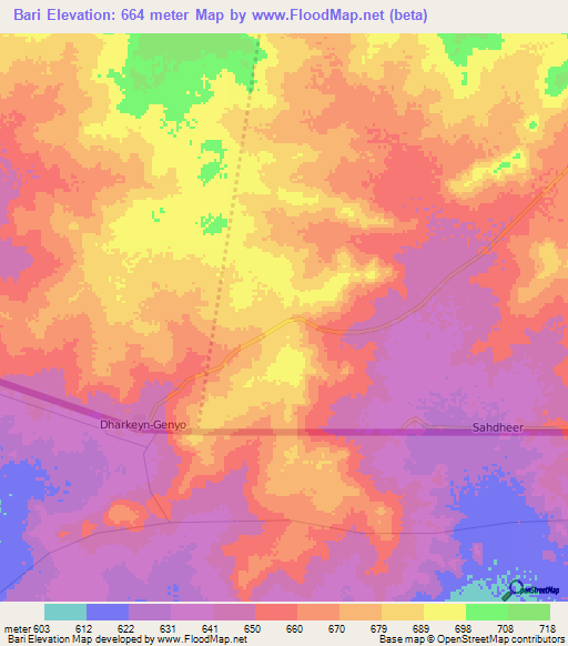 Bari,Somalia Elevation Map