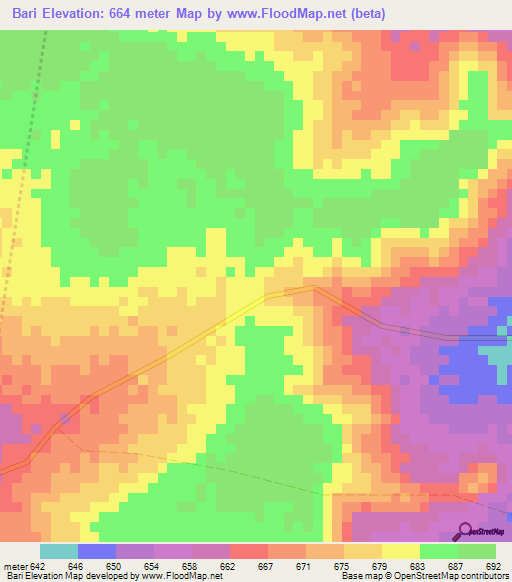 Bari,Somalia Elevation Map