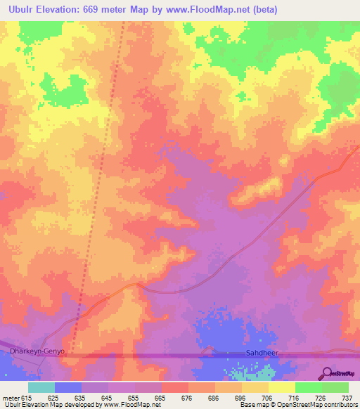 Ubulr,Somalia Elevation Map