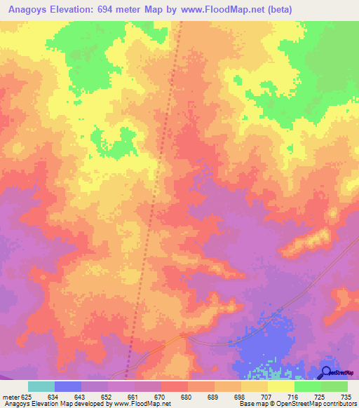 Anagoys,Somalia Elevation Map