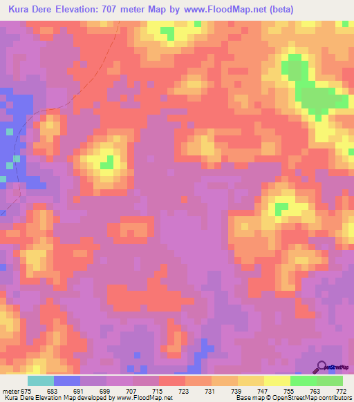 Kura Dere,Somalia Elevation Map