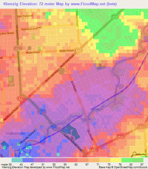 Klemzig,Australia Elevation Map