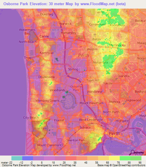 Osborne Park,Australia Elevation Map