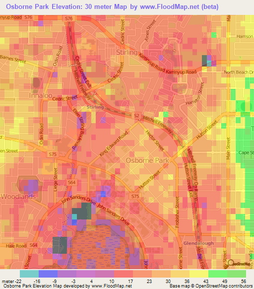 Osborne Park,Australia Elevation Map
