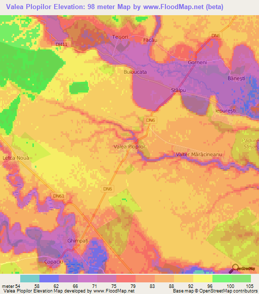 Valea Plopilor,Romania Elevation Map