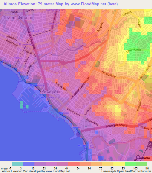 Alimos,Greece Elevation Map
