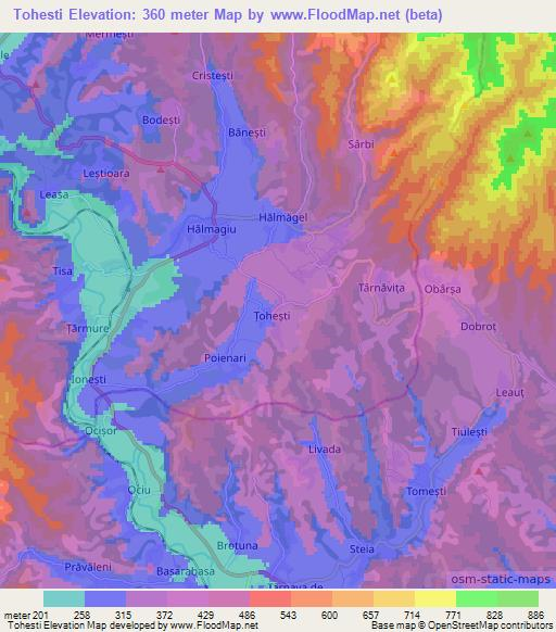 Tohesti,Romania Elevation Map