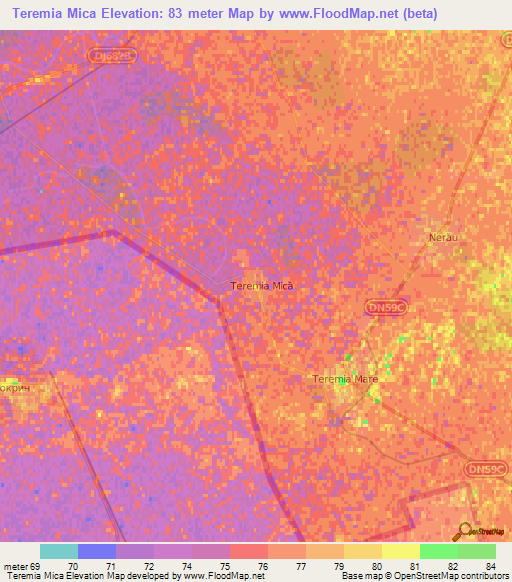 Teremia Mica,Romania Elevation Map
