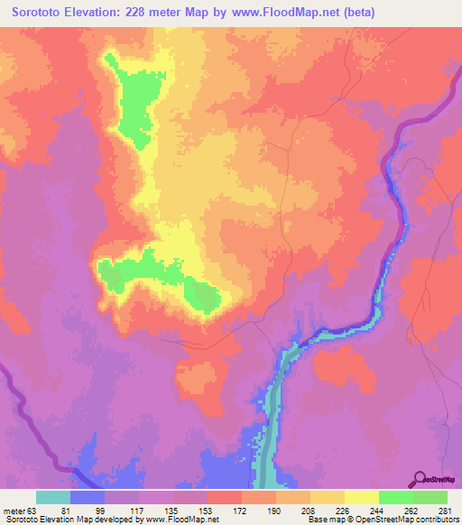 Sorototo,Mauritania Elevation Map
