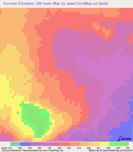 Sorototo,Mauritania Elevation Map