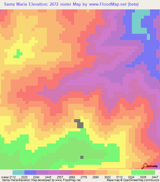 Santa Maria,Peru Elevation Map
