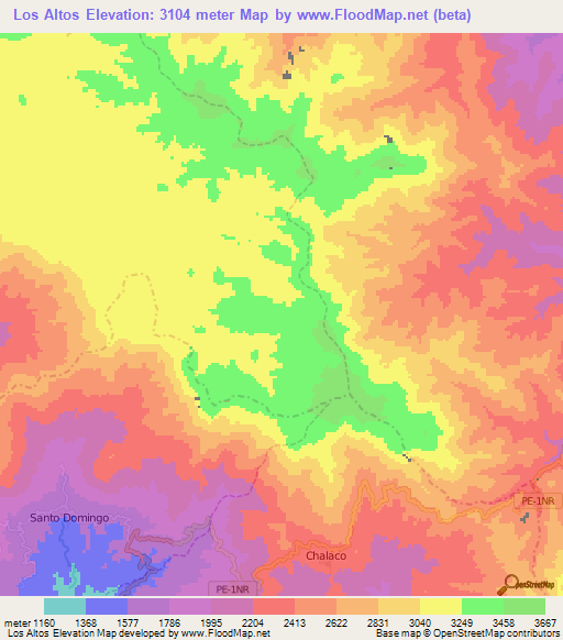 Los Altos,Peru Elevation Map