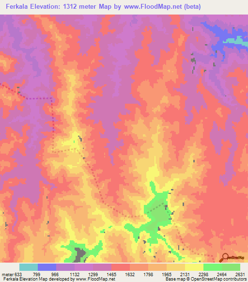 Ferkala,Eritrea Elevation Map