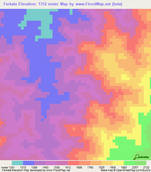 Ferkala,Eritrea Elevation Map