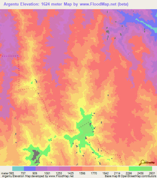 Argentu,Eritrea Elevation Map