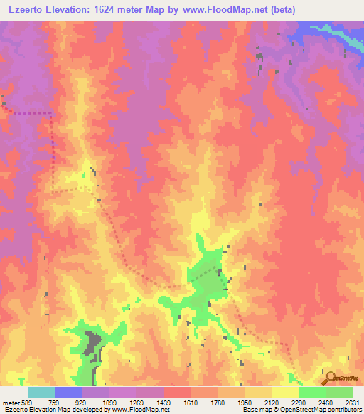 Ezeerto,Eritrea Elevation Map