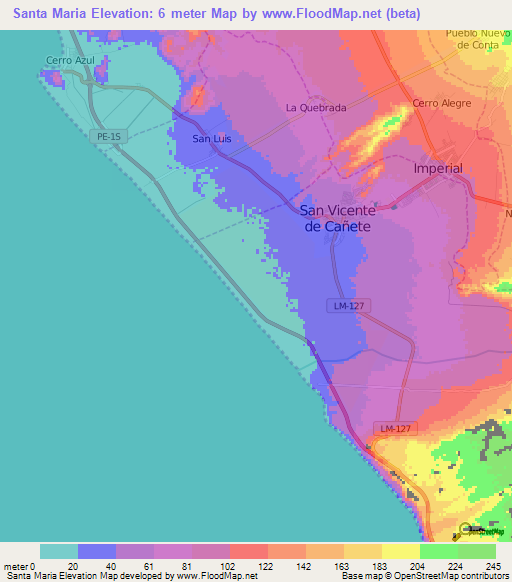 Santa Maria,Peru Elevation Map