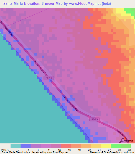 Santa Maria,Peru Elevation Map