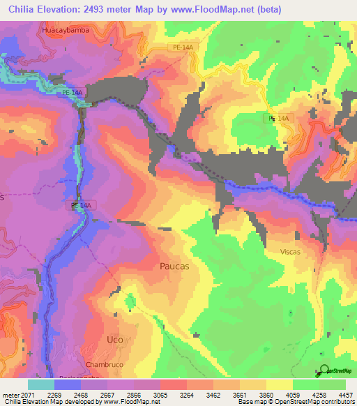 Chilia,Peru Elevation Map