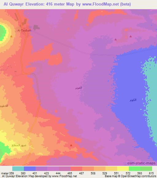 Al Quwayr,Syria Elevation Map