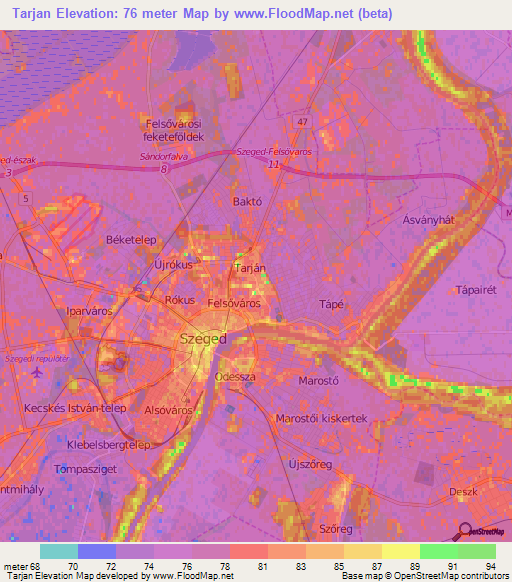 Tarjan,Hungary Elevation Map