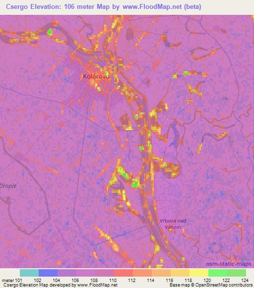 Csergo,Slovakia Elevation Map