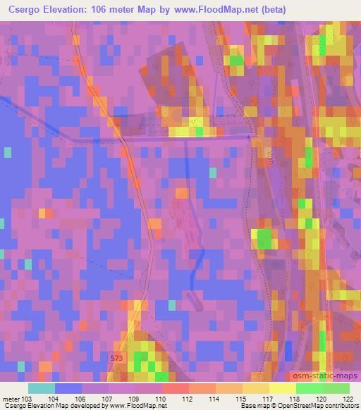 Csergo,Slovakia Elevation Map