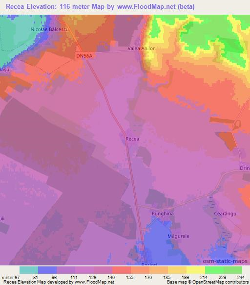 Recea,Romania Elevation Map