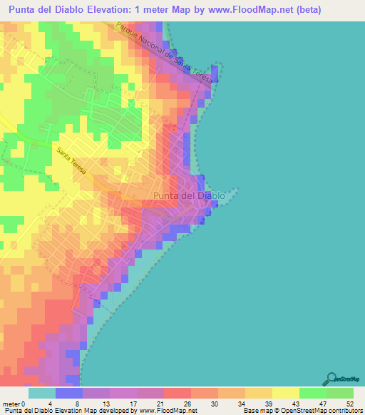 Punta del Diablo,Uruguay Elevation Map