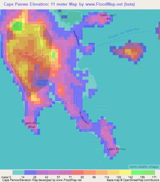 Cape Panwa,Thailand Elevation Map