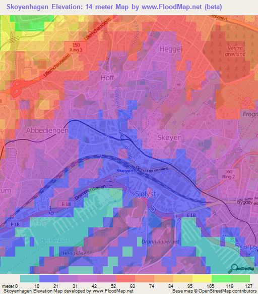 Skoyenhagen,Norway Elevation Map