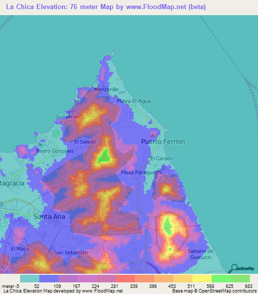 La Chica,Venezuela Elevation Map
