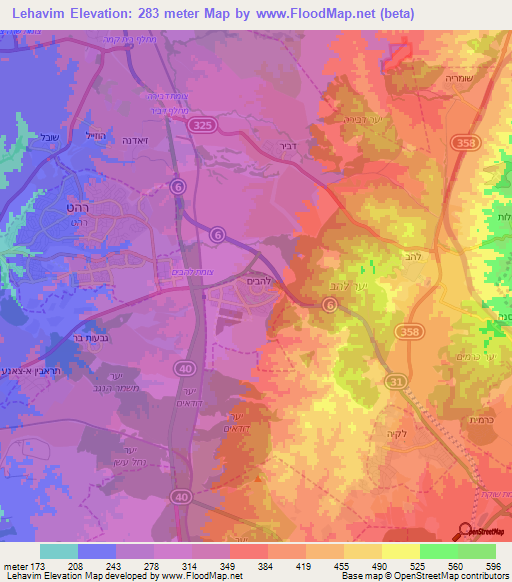 Lehavim,Israel Elevation Map