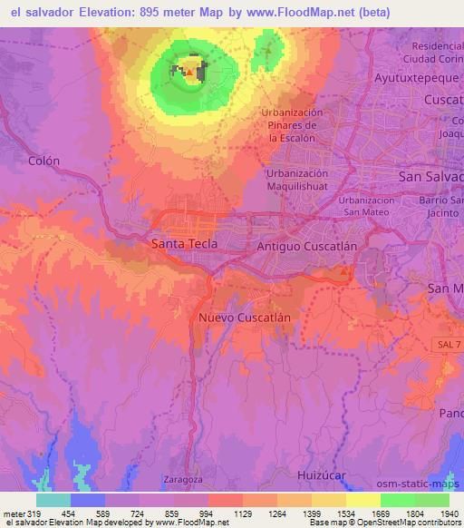 el salvador,El Salvador Elevation Map