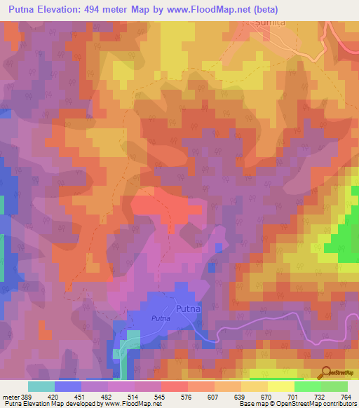 Putna,Romania Elevation Map