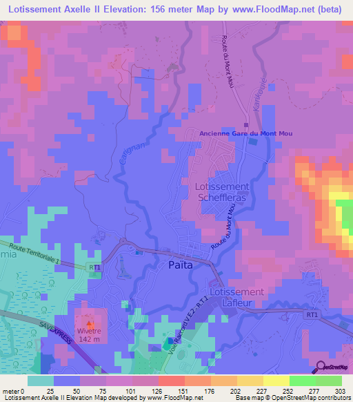 Lotissement Axelle II,New Caledonia Elevation Map