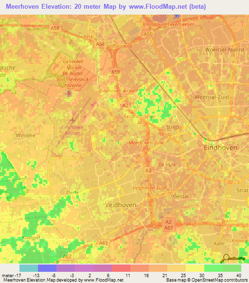 Meerhoven,Netherlands Elevation Map