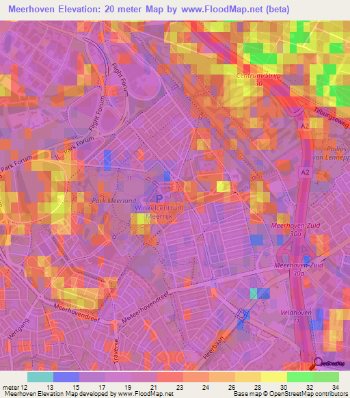 Meerhoven,Netherlands Elevation Map