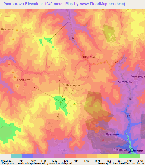 Pamporovo,Bulgaria Elevation Map