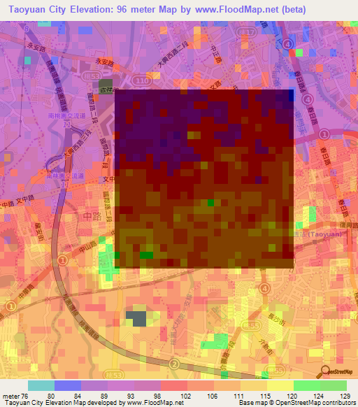 Taoyuan City,Taiwan Elevation Map
