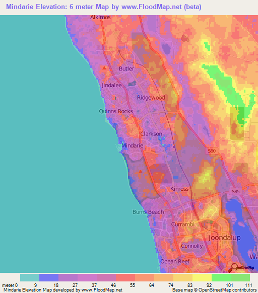 Mindarie,Australia Elevation Map