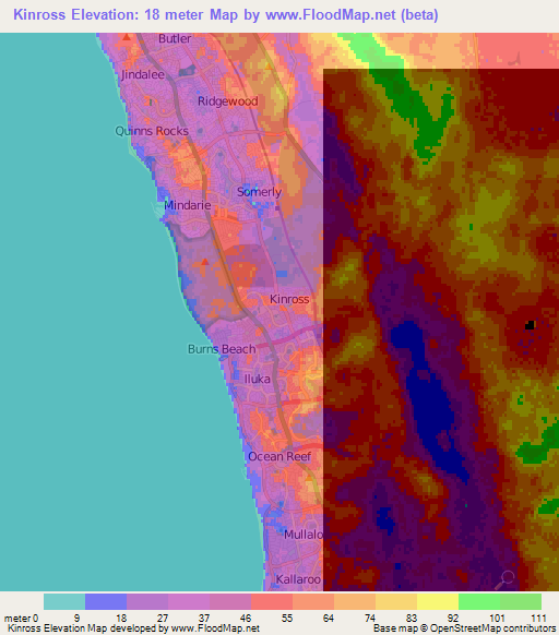 Kinross,Australia Elevation Map