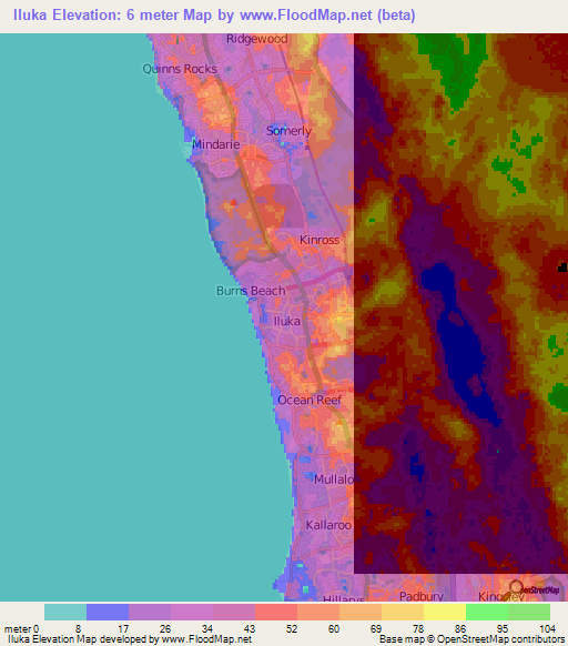 Iluka,Australia Elevation Map